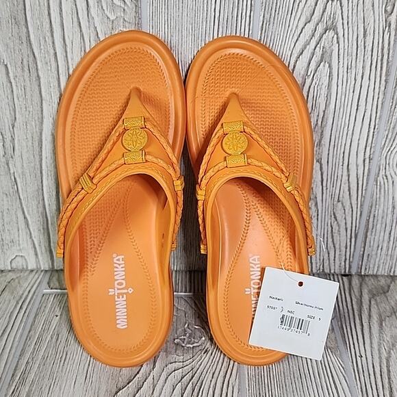 Minnetonka Tangerine Silverthorne Prism Flip Flop Sandals Womens Size 5 NEW - Picture 6 of 12